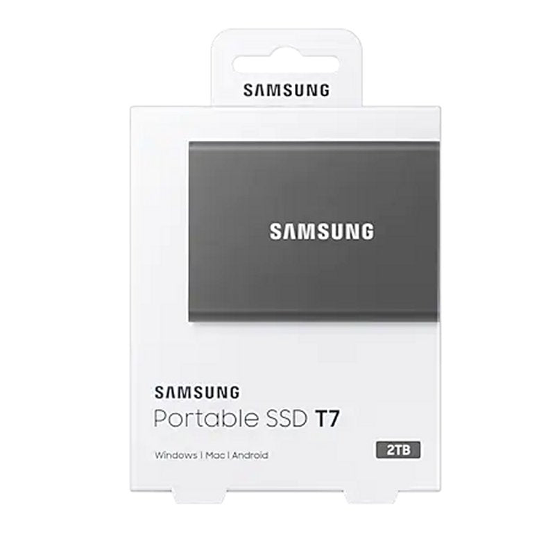 Unidade SSD externa Samsung T7, 2 TB, NVMe, USB 3.2, gris 