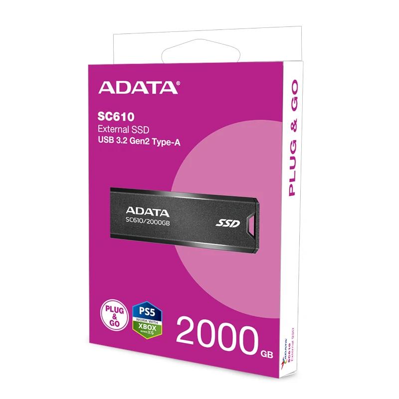 ADATA SC610 SSD Externo 2TB USB 3.2 Gen2 Negro - detalle