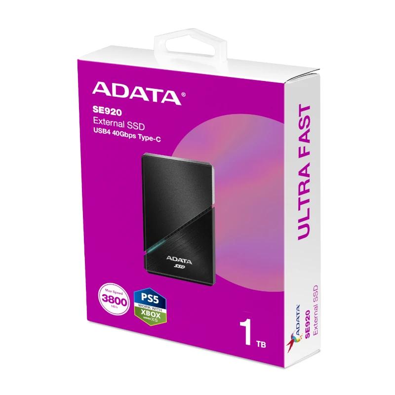 ADATA SE920 SSD Externo 1TB USB4  Negro - detalle