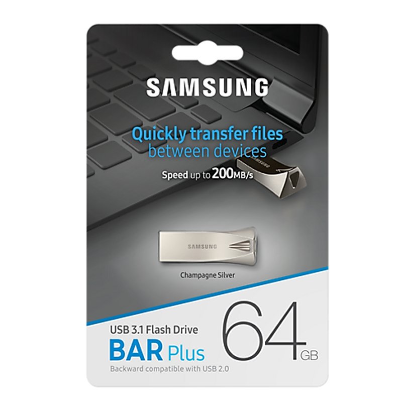 Samsung Bar Plus 64GB USB 3.1 Champaign Silver - detalle