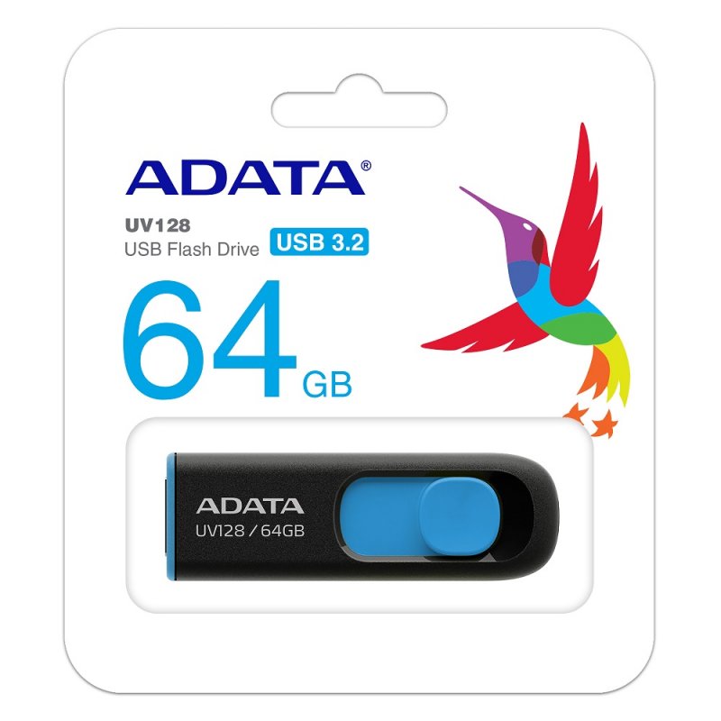 ADATA Lapiz Usb UV128 64GB USB 3.2 Negro/Azul - detalle
