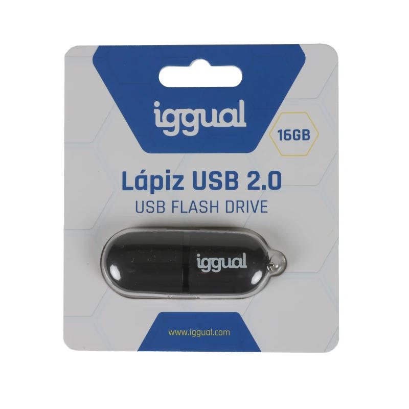 iggual Lápiz USB 2.0 16GB PEN16 negro con tapa - detalle