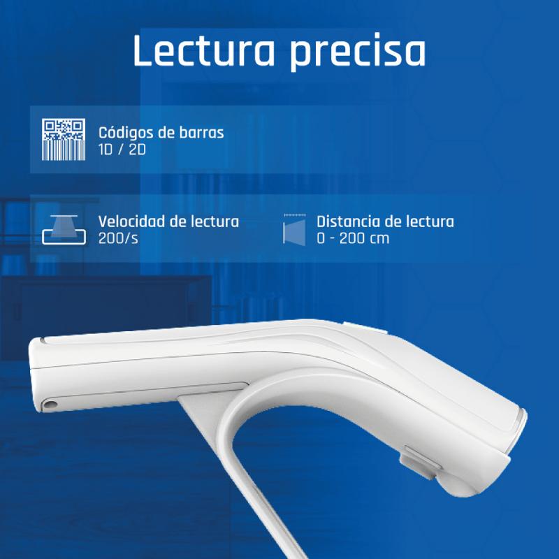 iggual Lector código barras 2D USB botón blanco - detalle