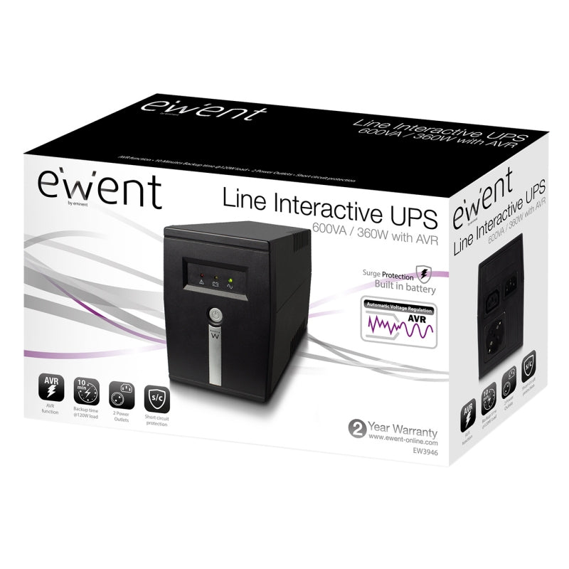 EWENT SAI EW3946 UPS 600VA Line Interactive - detalle