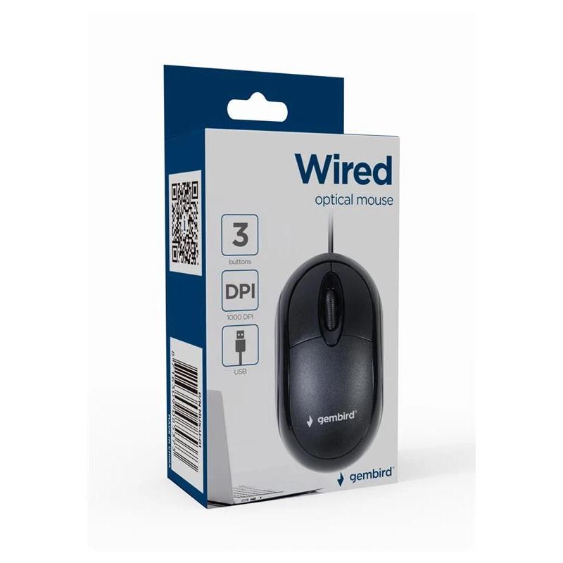 GEMBIRD Ratón óptico USB  3 botones cable Negro - detalle