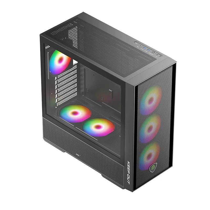 Caixa de protección M-ATX KO XC-805 MESH ARGB USB3 Negra 