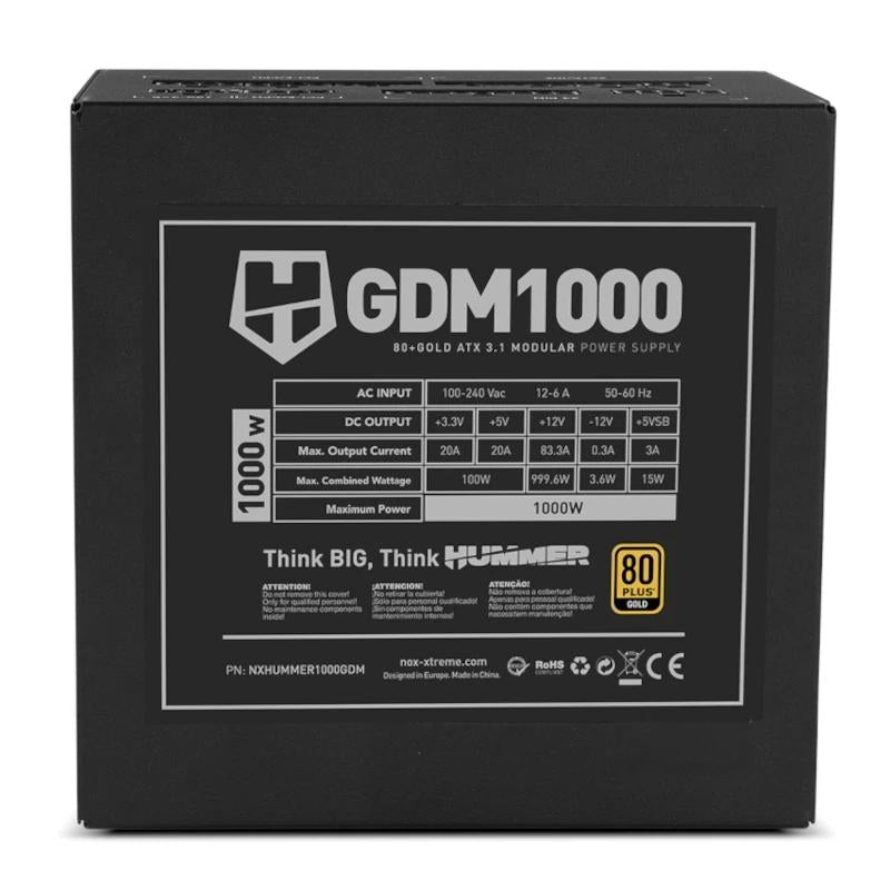 NOX HUMMER GDM1000W Fuente modular ATX3.1 80+GOLD - detalle