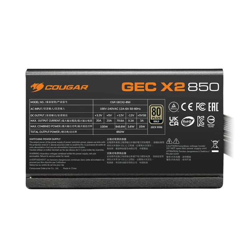 Cougar Fuente Alimentación GEC X2 850 80+Gold 12+4 - detalle