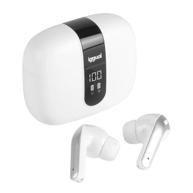 Auriculares sen fíos Bluetooth TWS brancos iggual