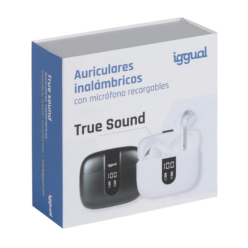 Auriculares sen fíos Bluetooth TWS brancos iggual
