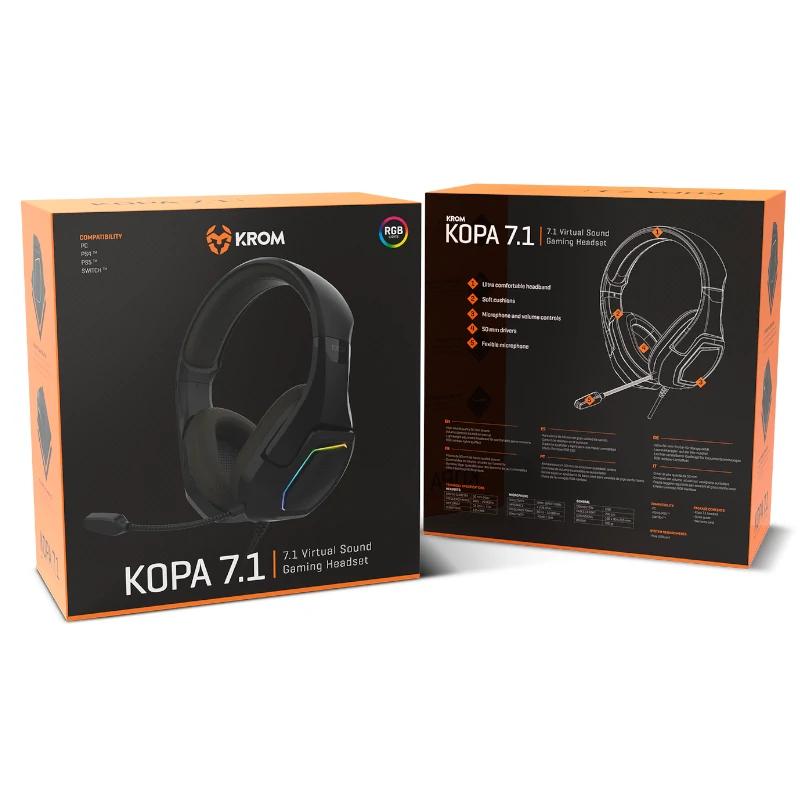 AURICULARES PARA XOGOS KROM KOPA 7.1 VIRTUAL NEGRO 