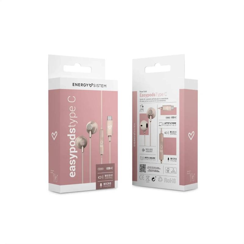 Auriculares Energy Sistem EasyPods Tipo C Rosa