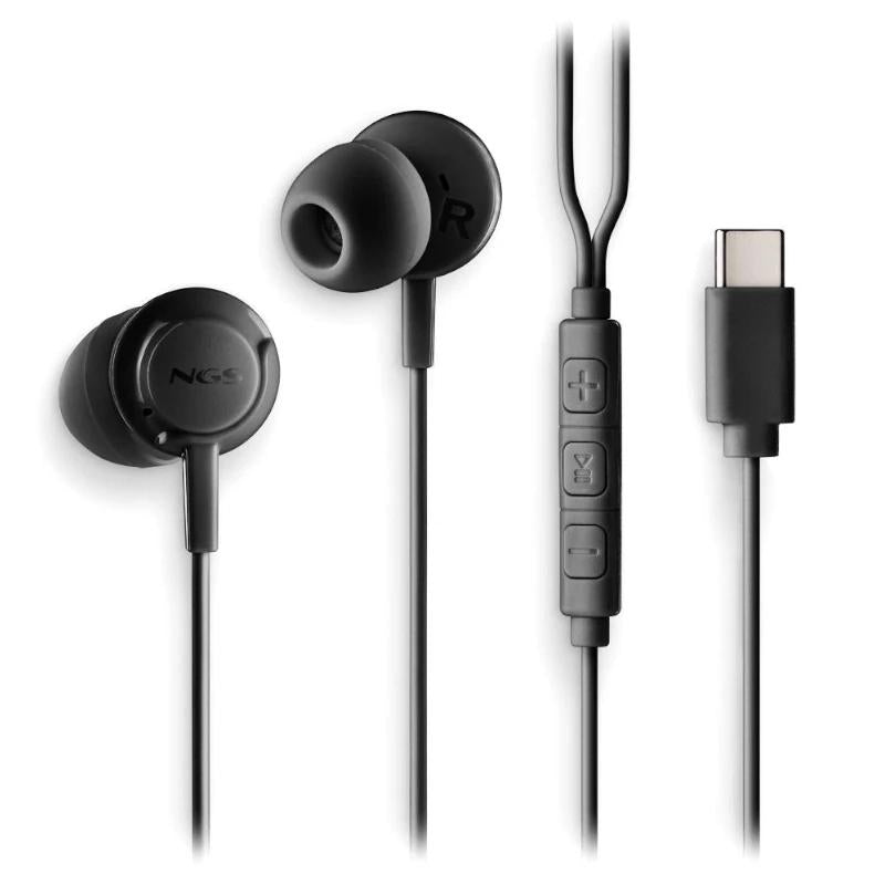 NGS Auricular Negre Estèreo USB-C Amb Cable 