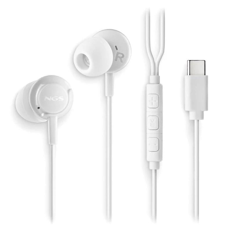 NGS Auricular Blanc Estèreo USB-C amb cable 