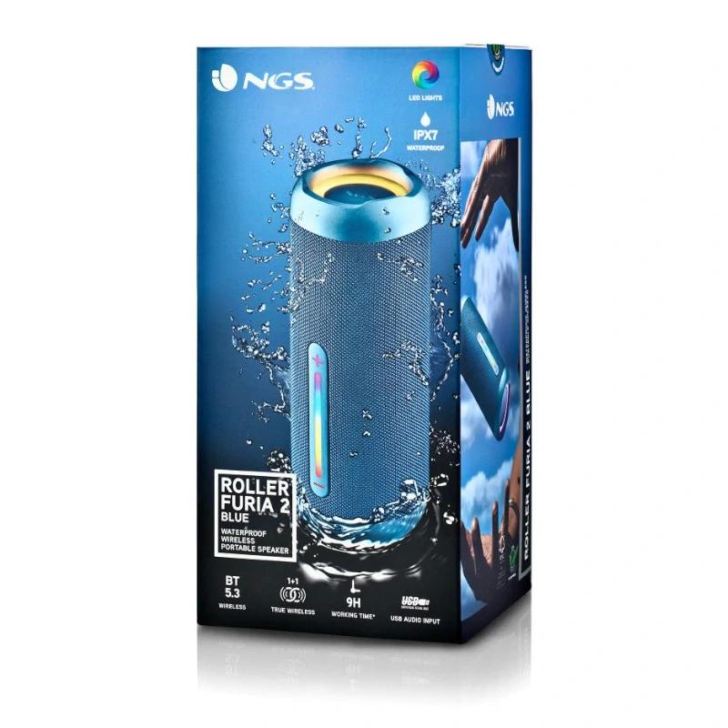 NGS Altavoz RollerFuria2 BT Rgb IP67 Azul 30W - detalle