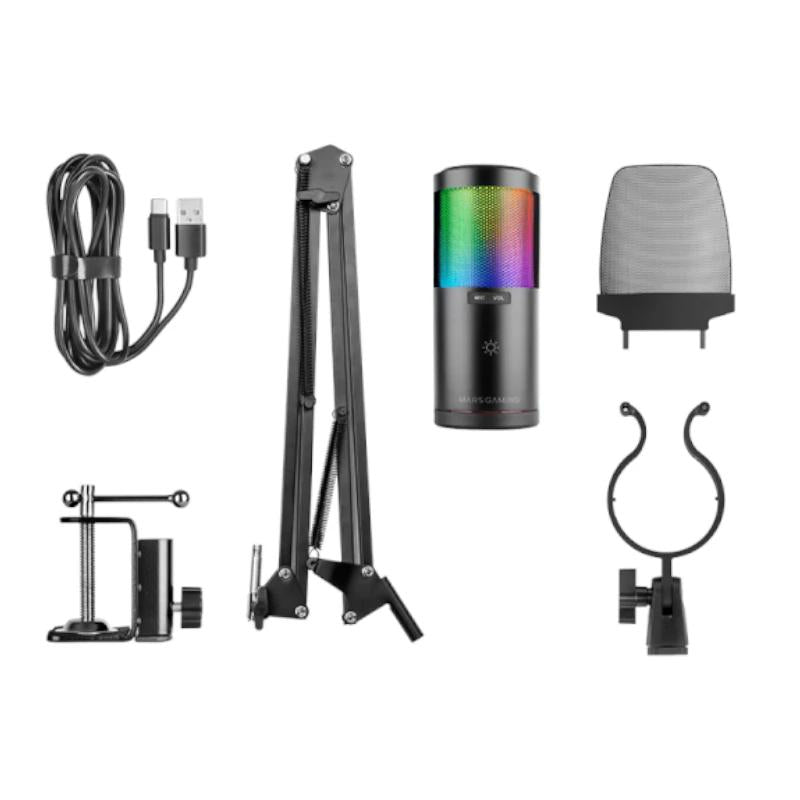 MARS GAMING Micrófono MMICSC Brazo Mecánico ARGB - detalle