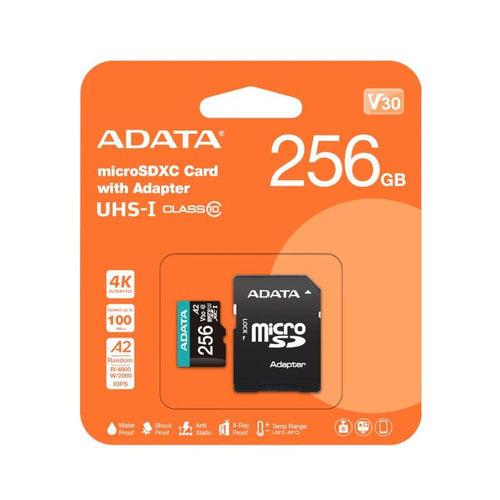 ADATA microSDXC/SDHC UHS-I U3 256GB c/adapt - detalle