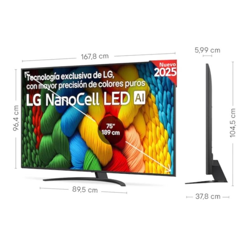 LG 75NANO81A6A TV 75" UHD NANOCELL ALFA7 WEBOS25 - detalle