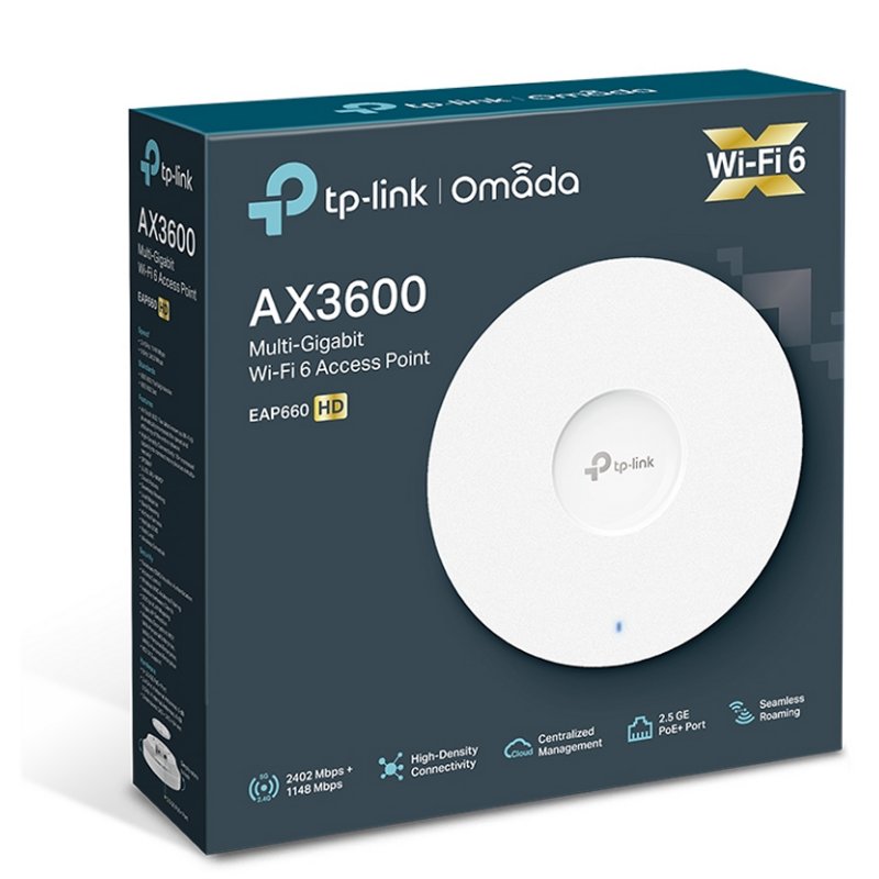TP-Link EAP660HD AP WiFi6 AX3600 Techo Dual 1x2.5G - detalle