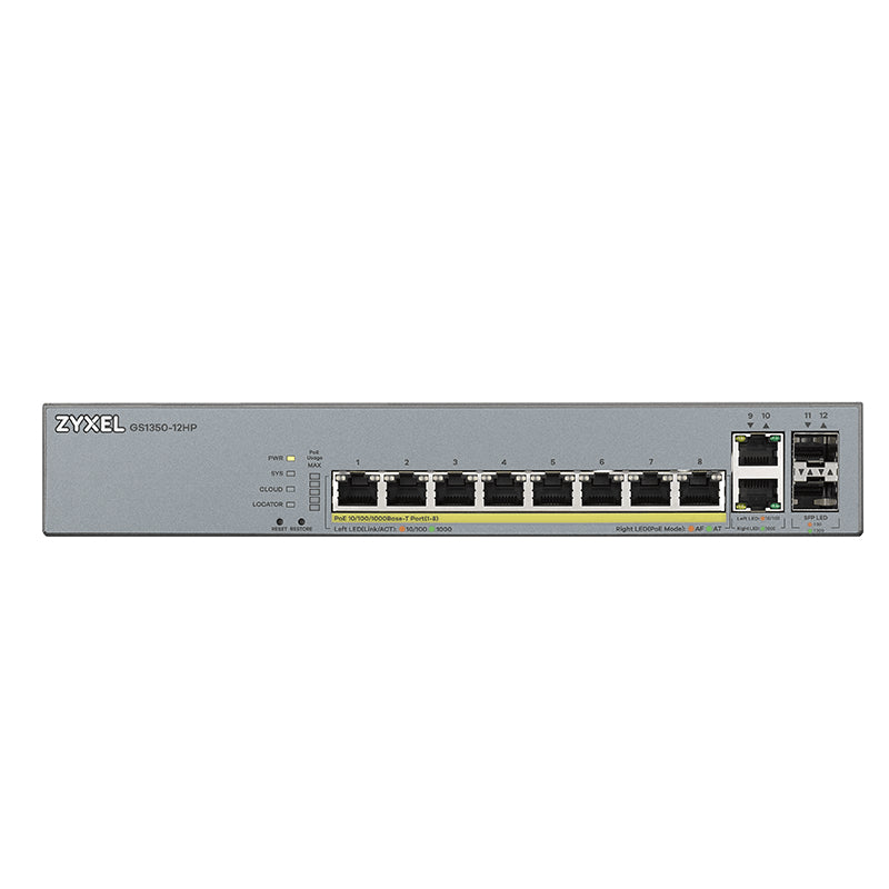 ZyXEL GS1350-12HP Switch 10xGB PoE 2xSFP 130W - detalle