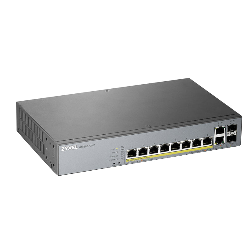 ZyXEL GS1350-12HP Switch 10xGB PoE 2xSFP 130W - detalle