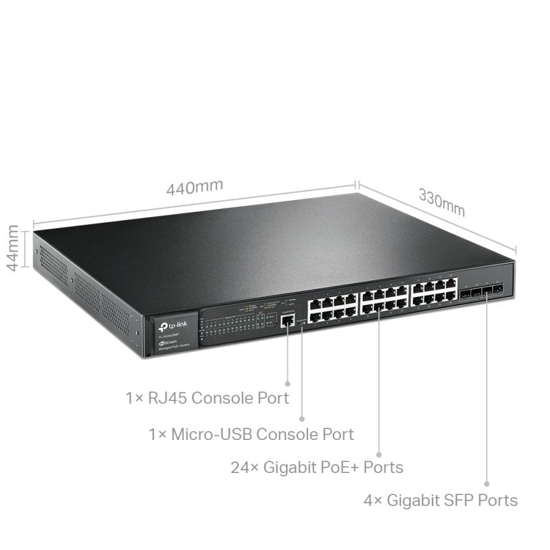 TP-Link SG3428MP Switch 24xGB PoE L2 4xSFP Rack - detalle