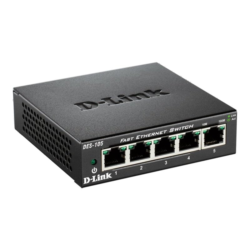 D-Link DES-105 Switch 5x10/100Mbps Metal - detalle