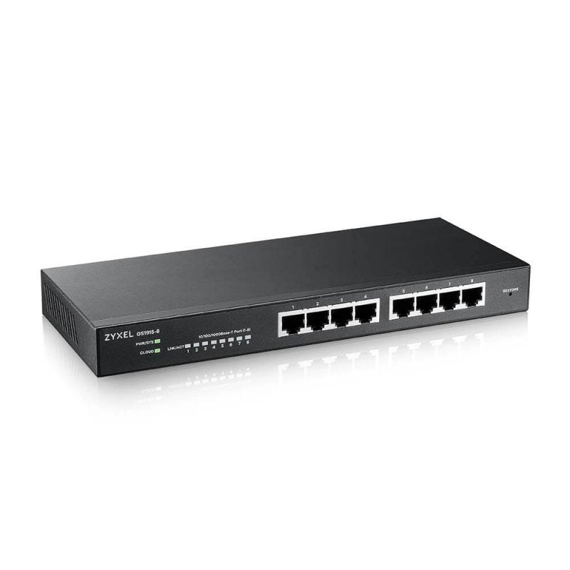 ZyXEL GS1915-8 Smart Switch 8xGbE Nebula Fanless - detalle