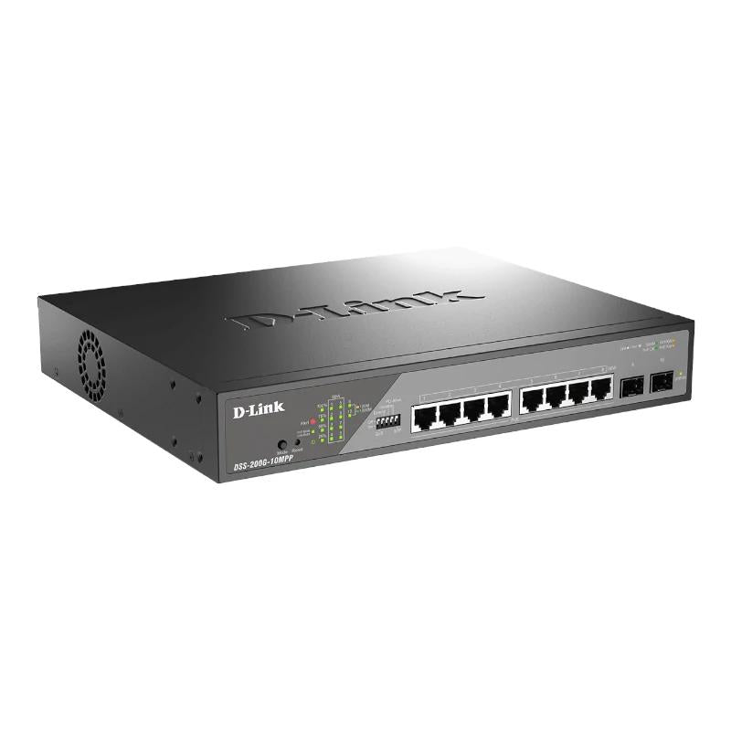 D-Link DSS-200G-10MP Switch 8xGbE PoE 2xSFP LR - detalle