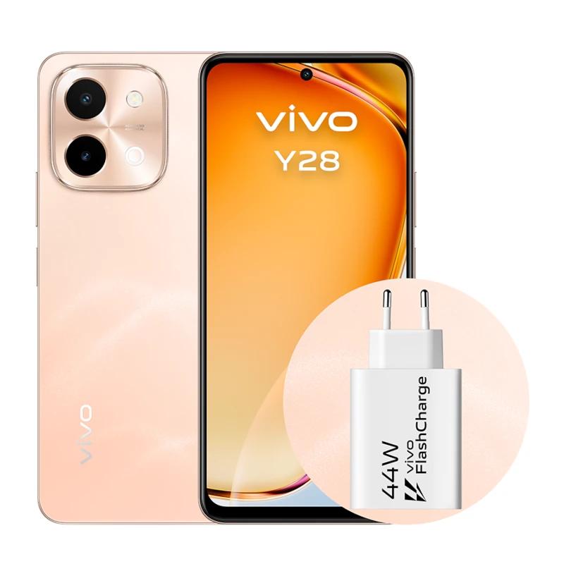 VIVO Y28 6,68" 4Gb(+4) 128Gb Laranxa + Cargador de 44W 