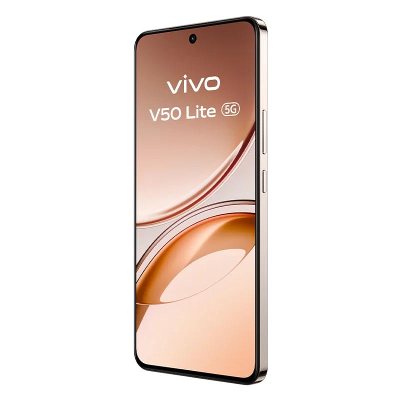 Paquete dourado do VIVO V50 Lite 5G de 6,77" e 8 GB de RAM, 256 GB 