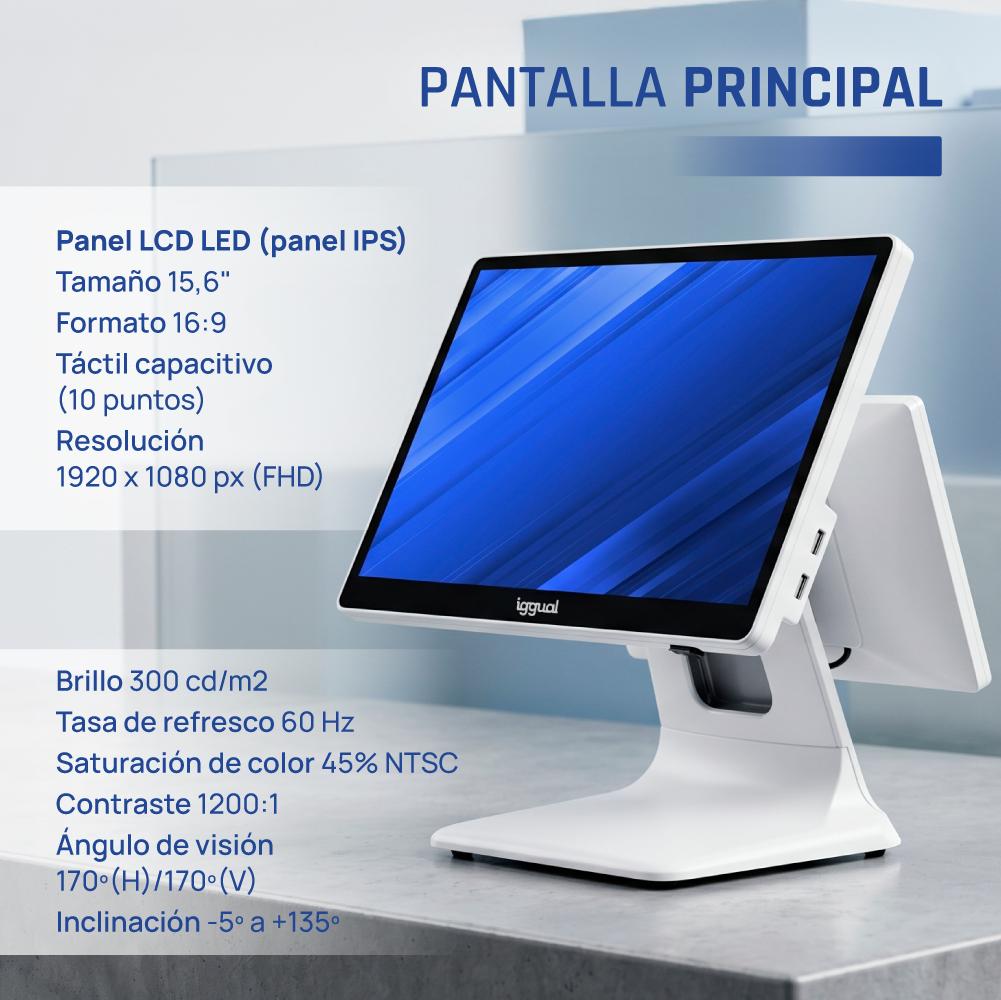 iggual TPV dual 15,6+11,6 i5 8350U 8+256G W11 Blan - detalle