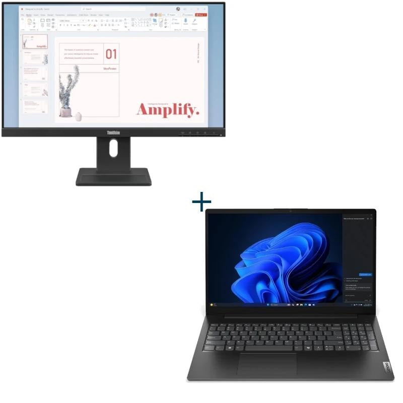 Lenovo V15 i3 8GB 512 DOS 15"+monitor 24"