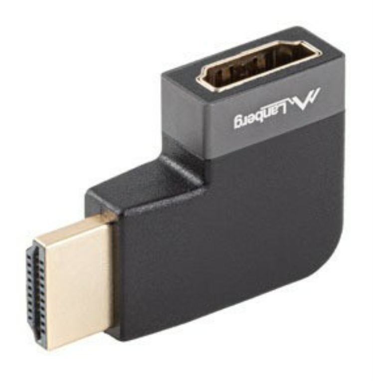 ADAPTADOR 8K LANBERG HDMI(M) A HDMI(H) ANGULO DERECHA ALUMINIO PLATA - detalle