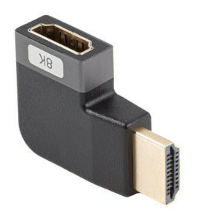 ADAPTADOR 8K LANBERG HDMI(M) A HDMI(H) ANGULO IZQUIERDA ALUMINIO PLATA - detalle