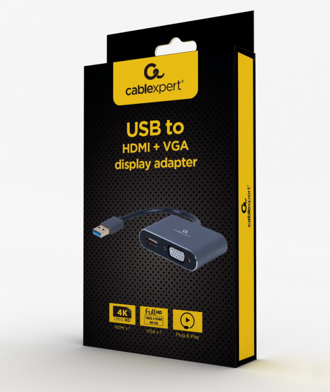 ADAPTADOR DE PANTALLA GEMBIRD USB A HDMI , VGA, GRIS ESPACIAL - detalle