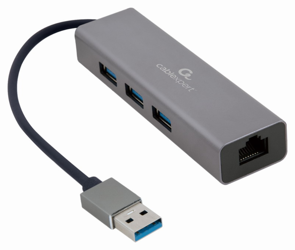 ADAPTADOR DE RED GEMBIRD USB AM GIGABIT CON HUB DE 3 PUERTOS USB 3.0 - detalle