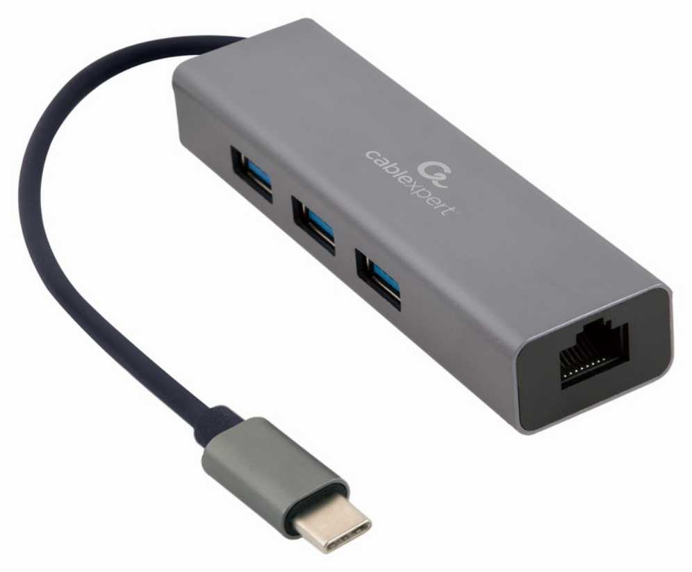 ADAPTADOR DE RED GEMBIRD USB-C GIGABIT CON CONCENTRADOR USB 3.1 DE 3 PUERTOS