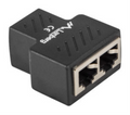 Lanberg ADS-RJ45-2RJ45-OS cable divisor y combinador Divisor de señal para cable coaxial Negro