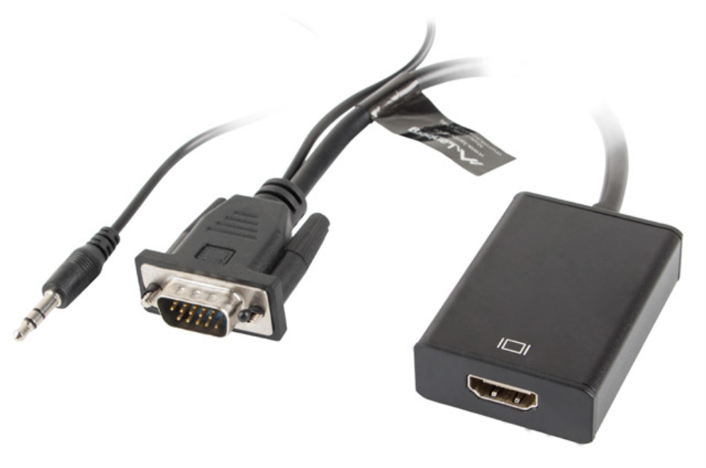 ADAPTADOR LANBERG VGA MACHO+AUDIO 3.5MM JACK/HDMI HEMBRA 20 CM NEGRO - detalle