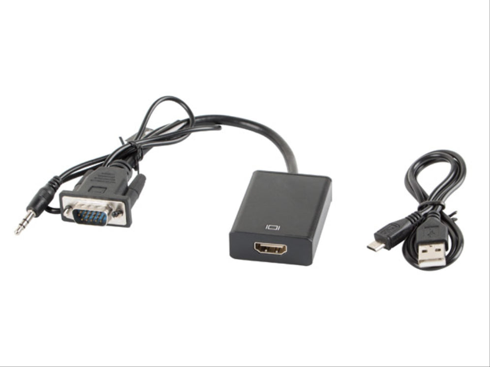 Lanberg AD-0021-BK adaptador de cable de vídeo 0.2 m HDMI tipo A (Estándar) VGA (D-Sub) Negro