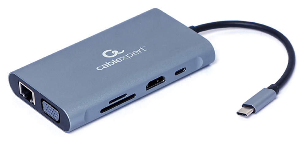 ADAPTADOR MULTIP GEMBIRD USBC 7EN1 HUB3.0,HDMI,VGA,PD,LECTOR TARJETAS,AUDIOGRIS - detalle