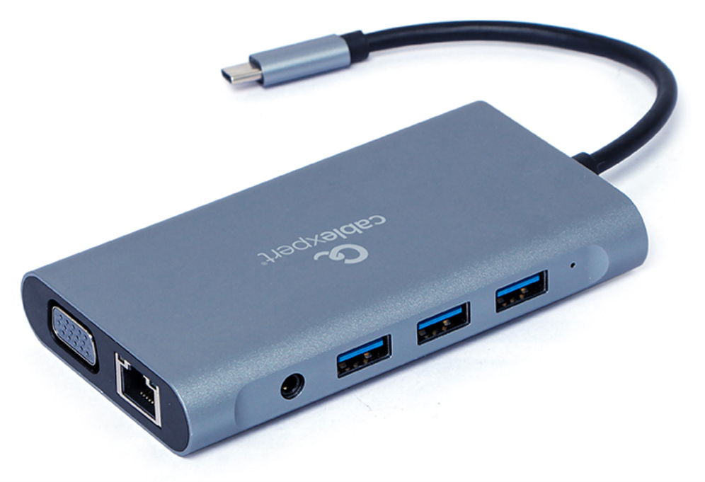 ADAPTADOR MULTIP GEMBIRD USBC 7EN1 HUB3.0,HDMI,VGA,PD,LECTOR TARJETAS,AUDIOGRIS - detalle