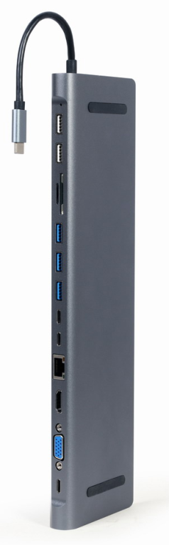 ADAPTADOR MULTIPUERTO GEMBIRD USBC 9EN1 HUB,HDMI,VGA,PD,LECTOR,LAN,AUDIO3,5