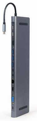 ADAPTADOR MULTIPUERTO GEMBIRD USBC 9EN1 HUB,HDMI,VGA,PD,LECTOR,LAN,AUDIO3,5