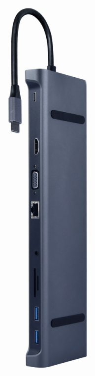 ADAPTADOR MULTIPUERTO USB TIPO C 10 EN 1 3 5 MM GRIS ESPACIAL - detalle