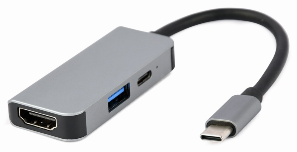 ADAPTADOR MULTIPUERTO USB TIPO C 3 EN 1 PUERTO USB HDMI PD PLATA - detalle