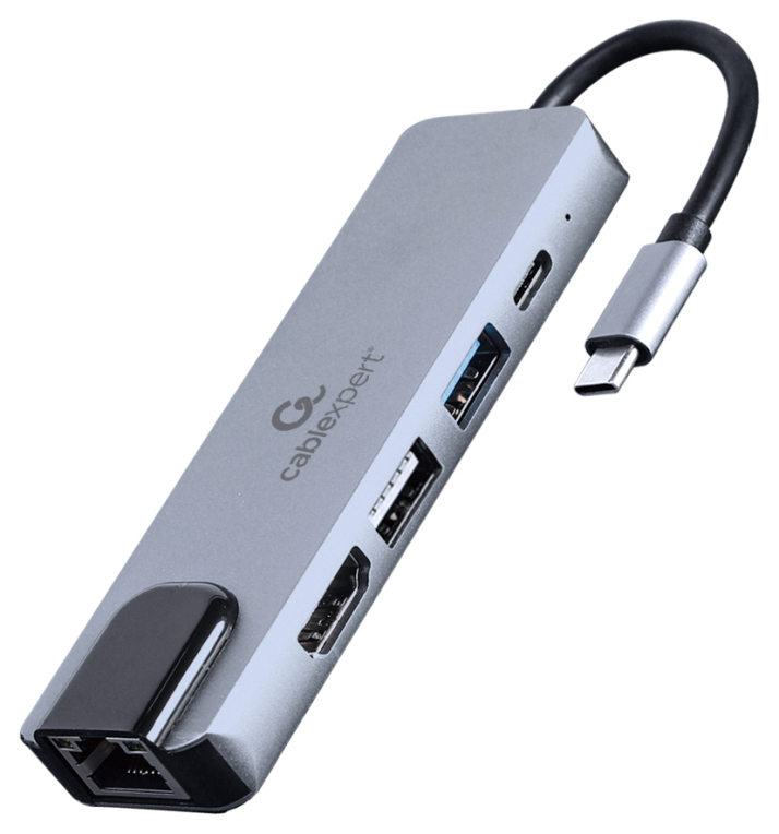 ADAPTADOR MULTIPUERTO USB TIPO C 5 EN 1 HUB HDMI PD LAN - detalle