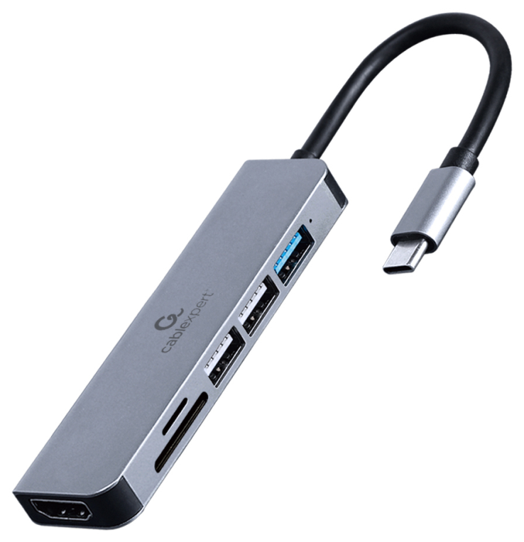 ADAPTADOR MULTIPUERTO USB TIPO-C 6 EN 1 HUB HDMI LECTOR DE TARJETAS - detalle