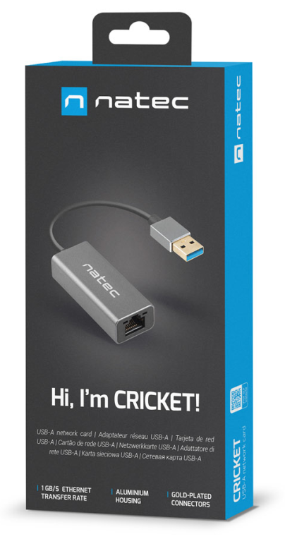 ADAPTADOR NATEC CRICKET USB 3.0 A ETHERNET RJ45 1GB - detalle